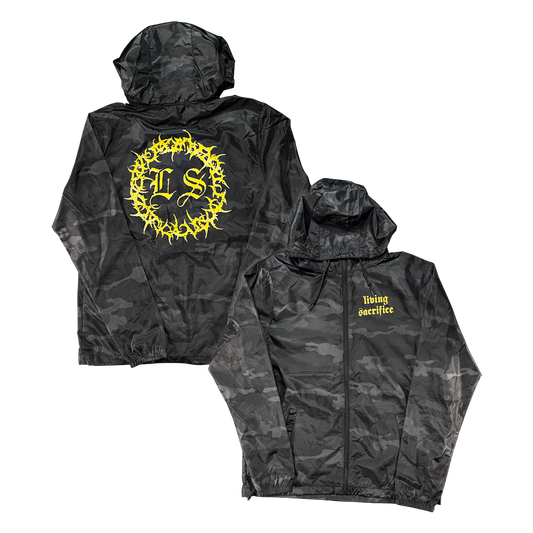 Hooded Windbreaker Black Camo